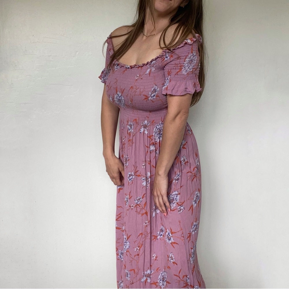 Kimchi Blue Floral Maxi Dress Off the Shoulder Size Large